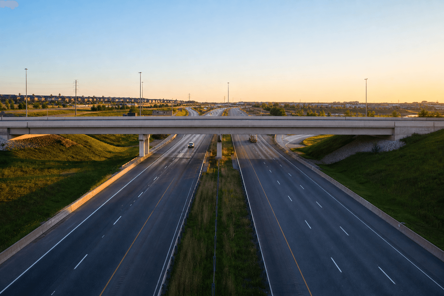 Highway and transit connectivity near Milton, Ontario